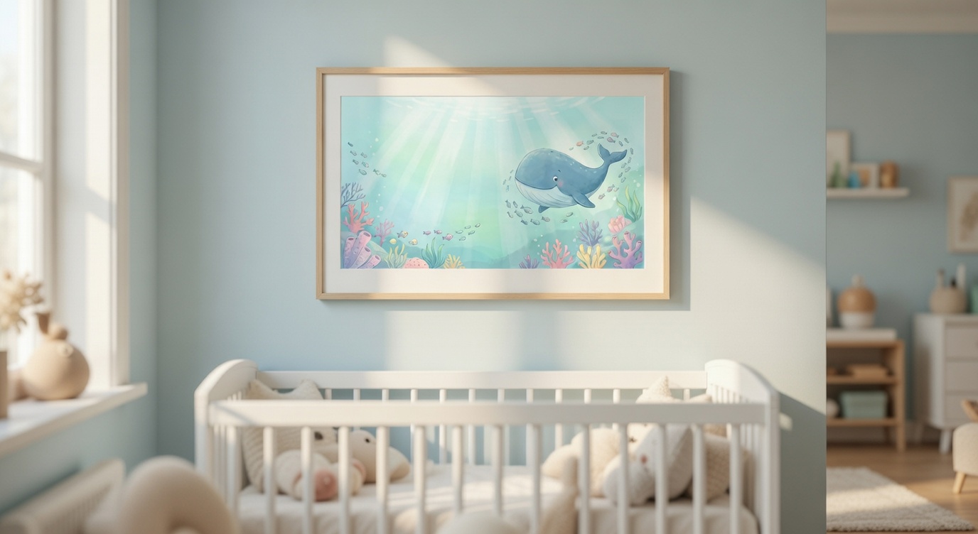 Printable Underwater Scene with a smiling cute whale - thumbnail 2